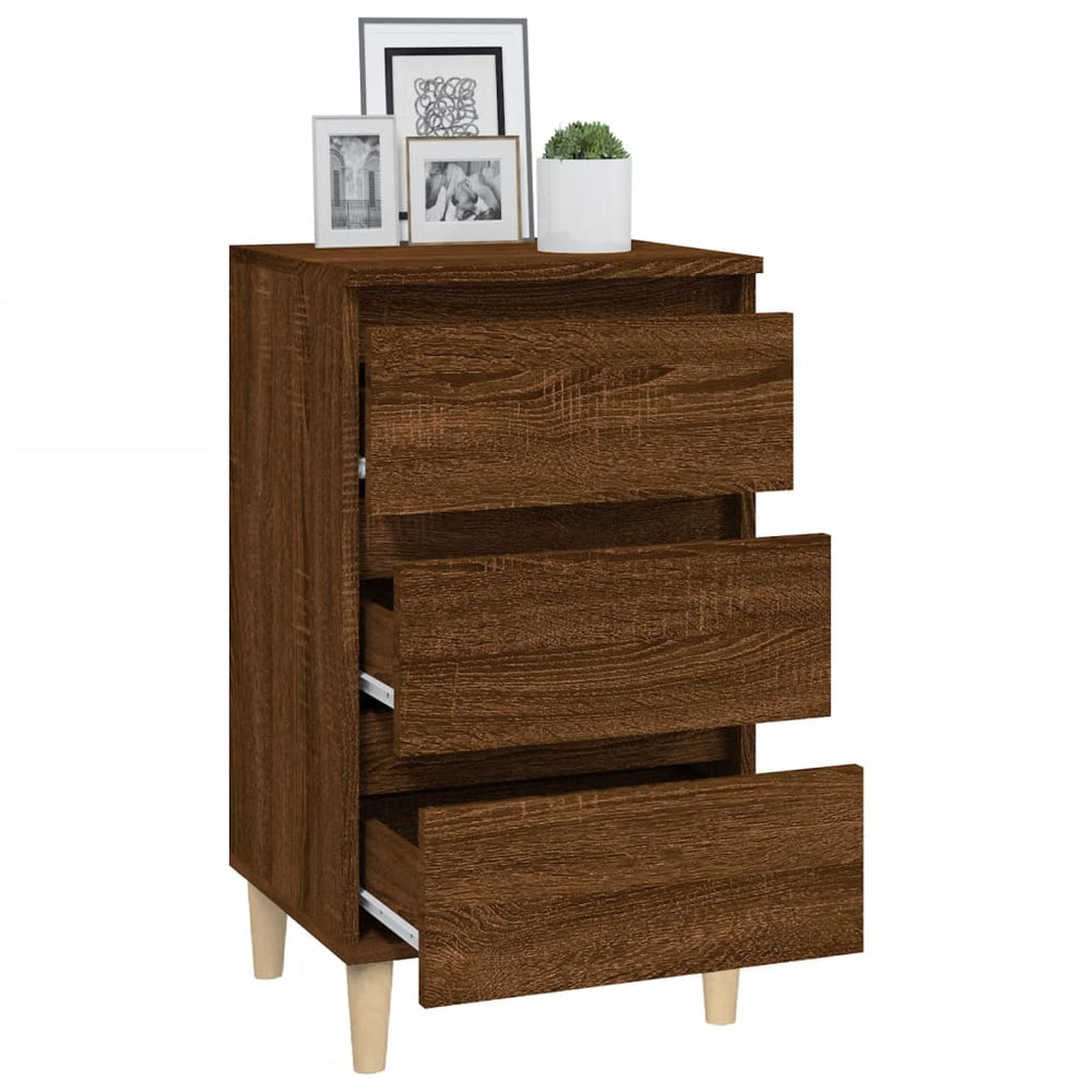 Nachtkastje 40x35x70 cm bewerkt hout bruin eikenkleur MeubelReus