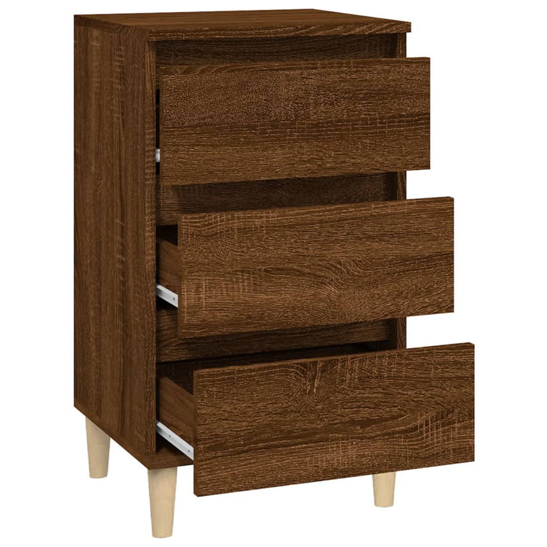 Nachtkastje 40x35x70 cm bewerkt hout bruin eikenkleur MeubelReus