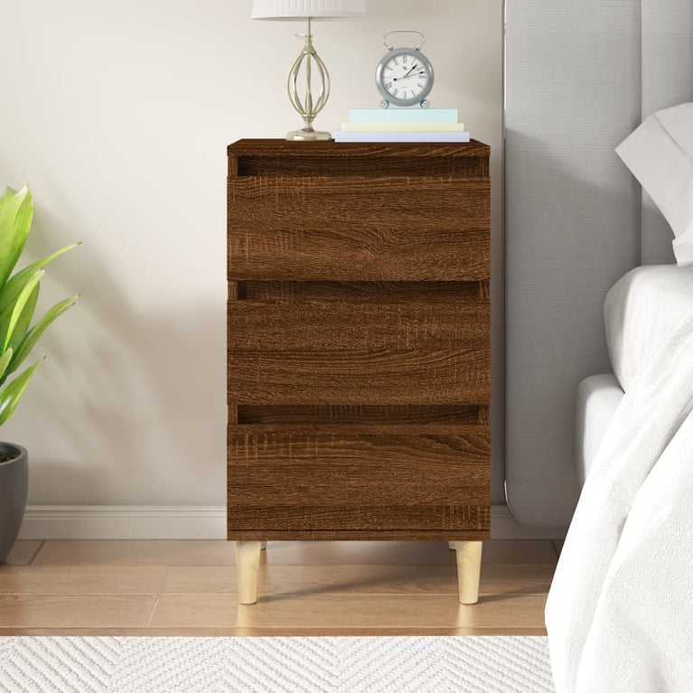Nachtkastje 40x35x70 cm bewerkt hout bruin eikenkleur MeubelReus
