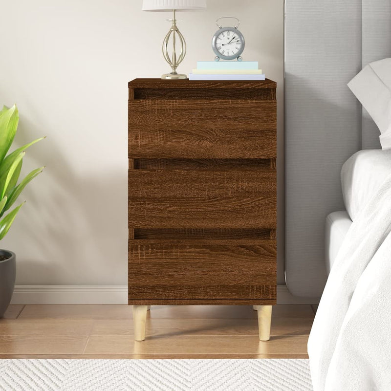 Nachtkastje 40x35x70 cm bewerkt hout bruin eikenkleur MeubelReus