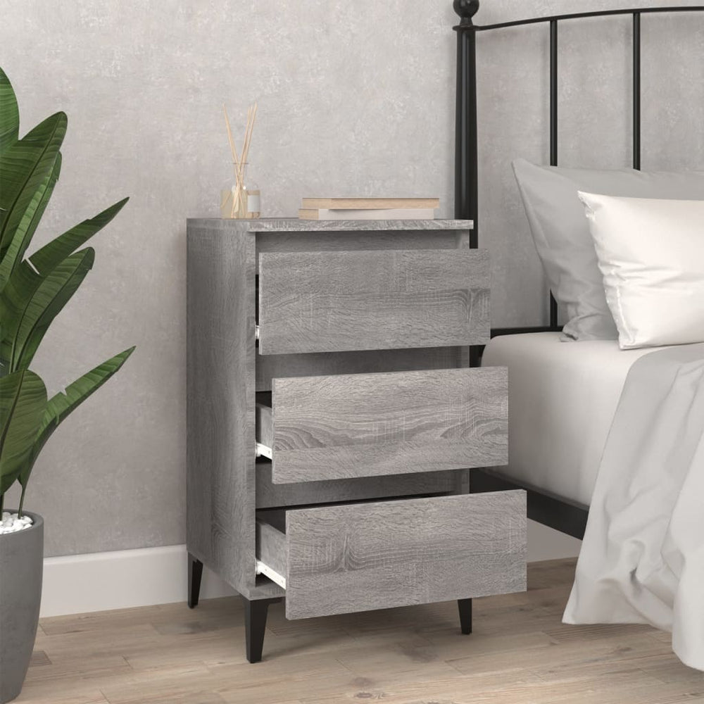 Nachtkastje 40x35x70 cm bewerkt hout grijs sonoma eikenkleurig MeubelReus