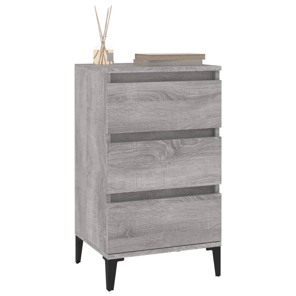 Nachtkastje 40x35x70 cm bewerkt hout grijs sonoma eikenkleurig MeubelReus