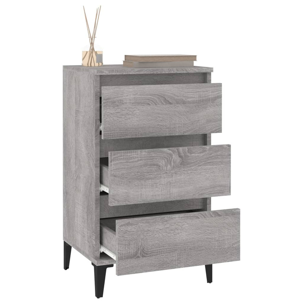 Nachtkastje 40x35x70 cm bewerkt hout grijs sonoma eikenkleurig MeubelReus