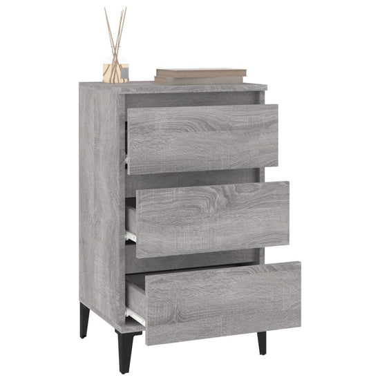 Nachtkastje 40x35x70 cm bewerkt hout grijs sonoma eikenkleurig MeubelReus