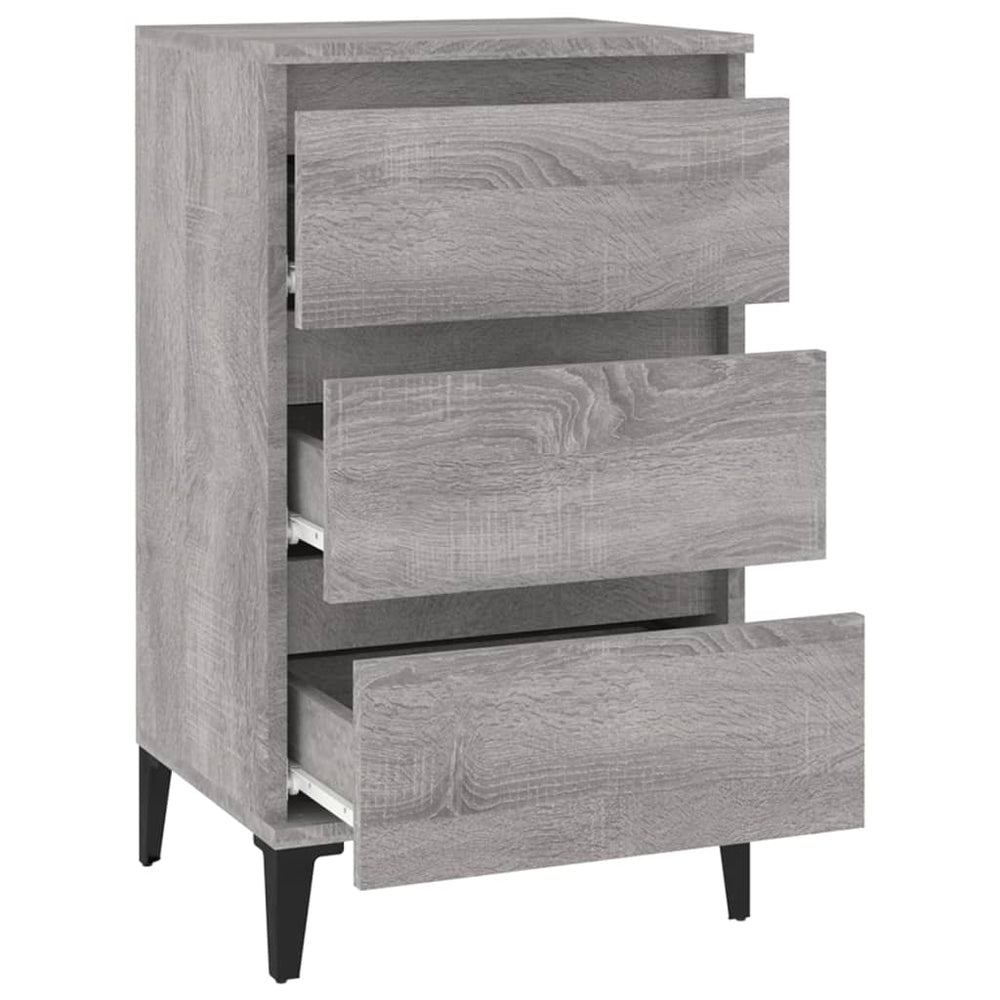 Nachtkastje 40x35x70 cm bewerkt hout grijs sonoma eikenkleurig MeubelReus
