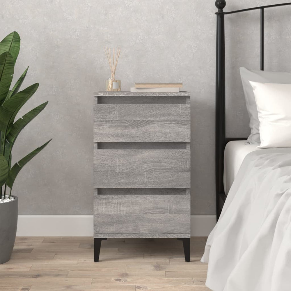 Nachtkastje 40x35x70 cm bewerkt hout grijs sonoma eikenkleurig MeubelReus