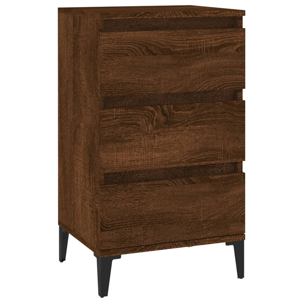Nachtkastje 40x35x70 cm bewerkt hout bruin eikenkleur MeubelReus