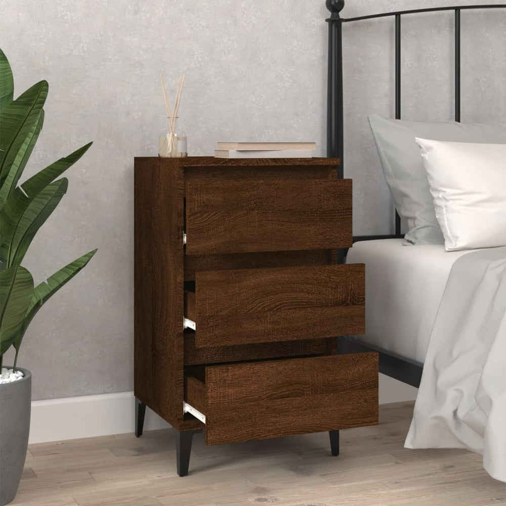 Nachtkastje 40x35x70 cm bewerkt hout bruin eikenkleur MeubelReus