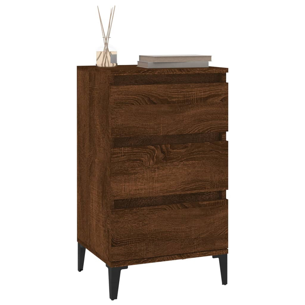 Nachtkastje 40x35x70 cm bewerkt hout bruin eikenkleur MeubelReus