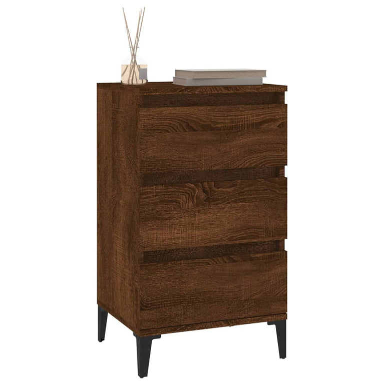 Nachtkastje 40x35x70 cm bewerkt hout bruin eikenkleur MeubelReus