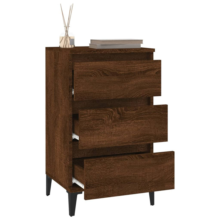 Nachtkastje 40x35x70 cm bewerkt hout bruin eikenkleur MeubelReus