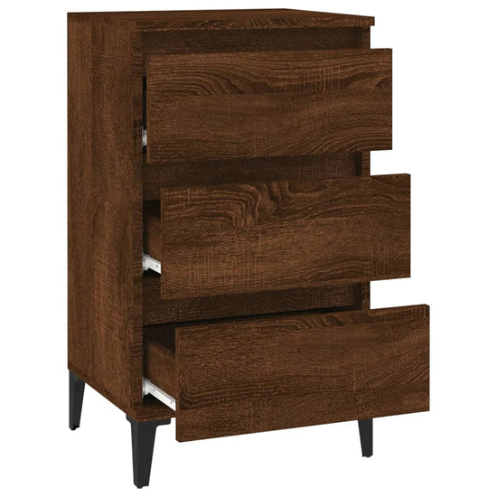 Nachtkastje 40x35x70 cm bewerkt hout bruin eikenkleur MeubelReus