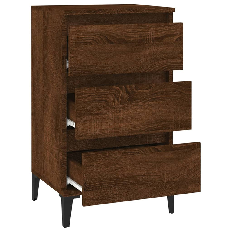 Nachtkastje 40x35x70 cm bewerkt hout bruin eikenkleur MeubelReus
