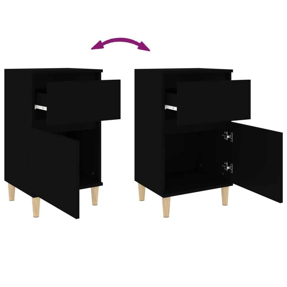 Nachtkastjes 2 st 40x35x70 cm zwart MeubelReus