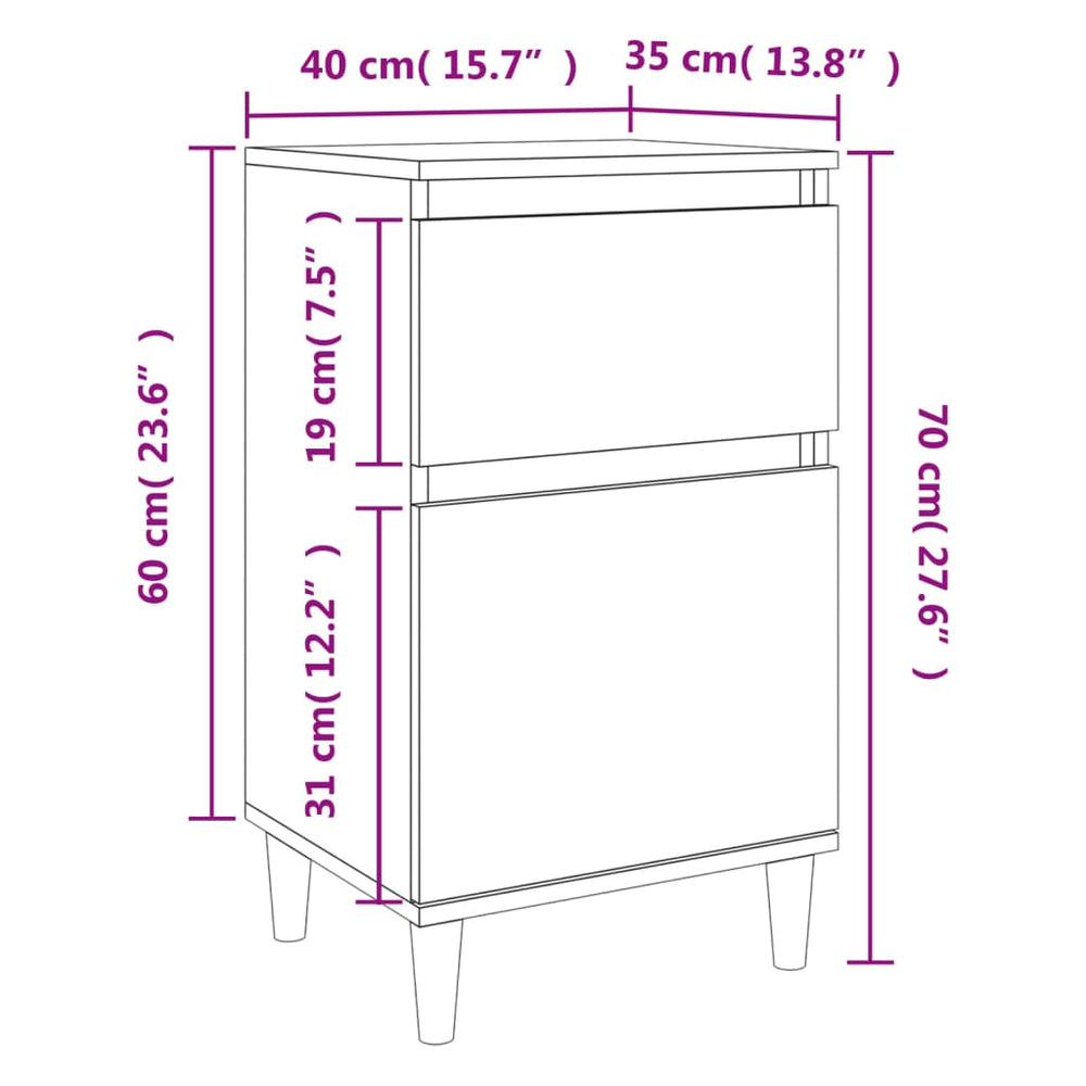 Nachtkastjes 2 st 40x35x70 cm bewerkt hout sonoma eikenkleurig MeubelReus
