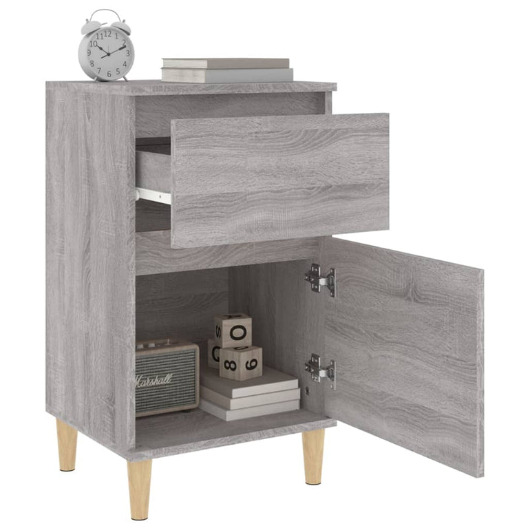 Nachtkastje 40x35x70 cm bewerkt hout grijs sonoma eikenkleurig MeubelReus