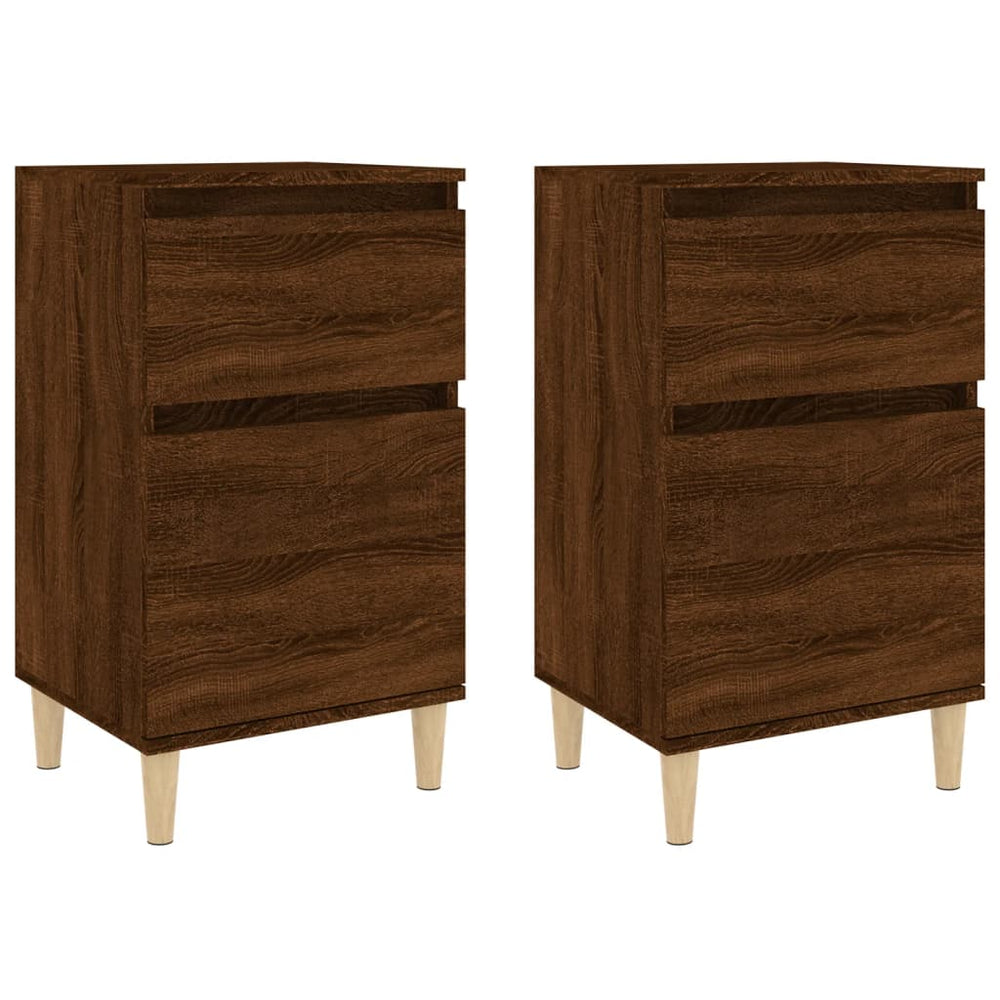 Nachtkastjes 2 st 40x35x70 cm bewerkt hout bruin eikenkleur MeubelReus