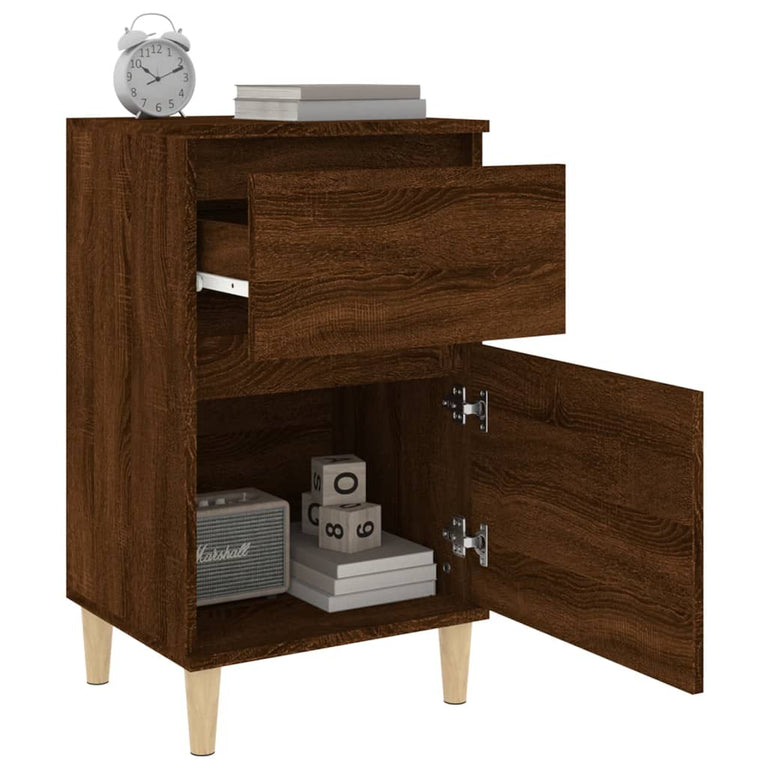 Nachtkastjes 2 st 40x35x70 cm bewerkt hout bruin eikenkleur MeubelReus