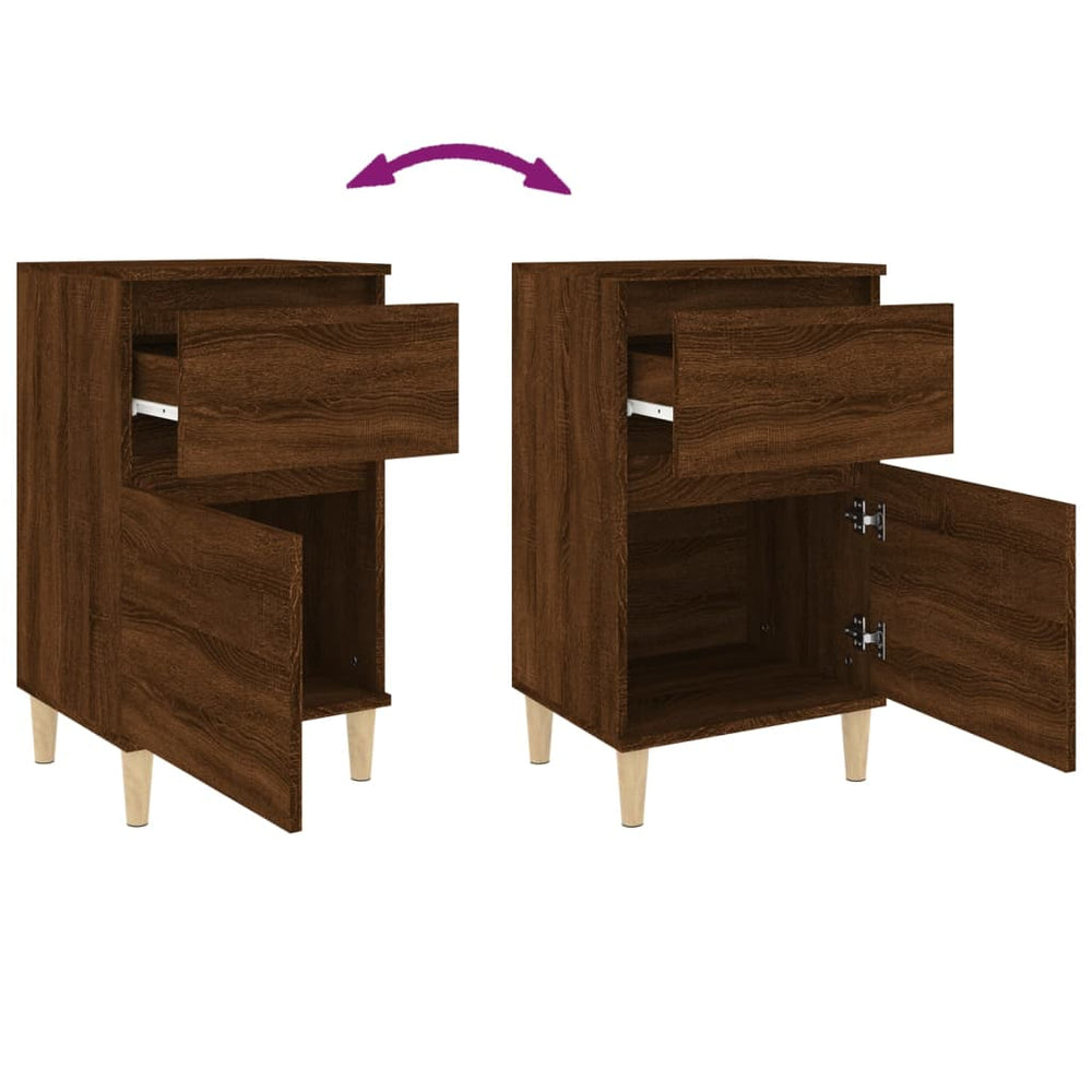 Nachtkastjes 2 st 40x35x70 cm bewerkt hout bruin eikenkleur MeubelReus
