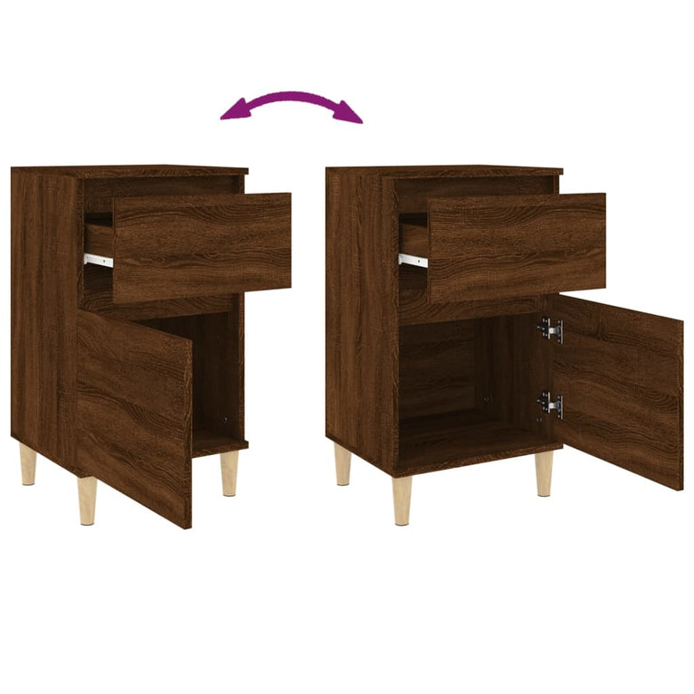 Nachtkastjes 2 st 40x35x70 cm bewerkt hout bruin eikenkleur MeubelReus