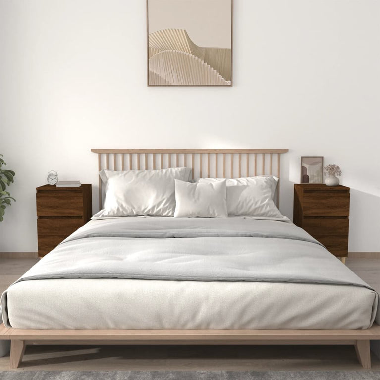 Nachtkastjes 2 st 40x35x70 cm bewerkt hout bruin eikenkleur MeubelReus