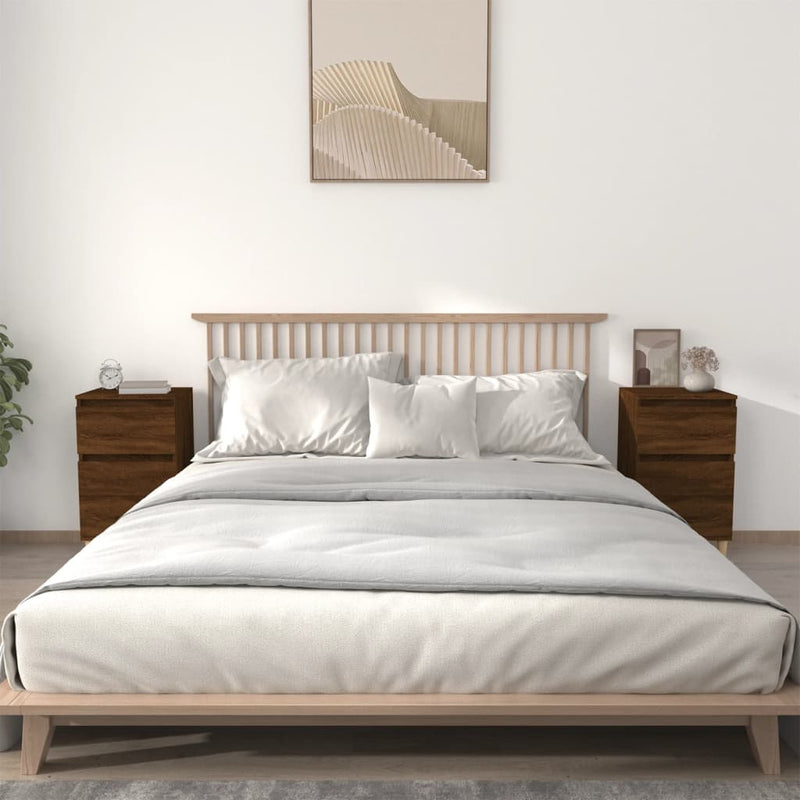 Nachtkastjes 2 st 40x35x70 cm bewerkt hout bruin eikenkleur MeubelReus