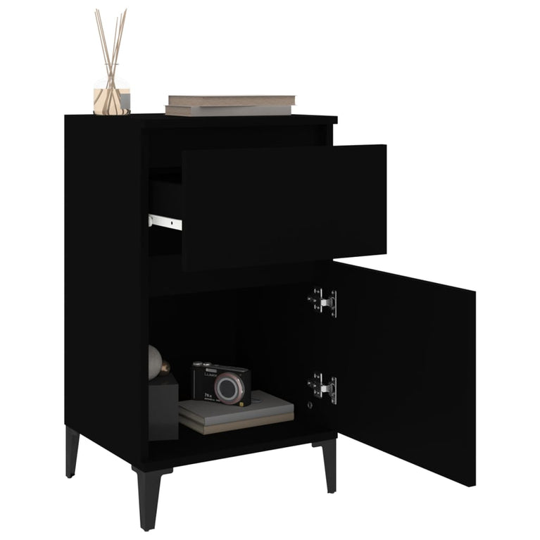 Nachtkastjes 2 st 40x35x70 cm zwart MeubelReus