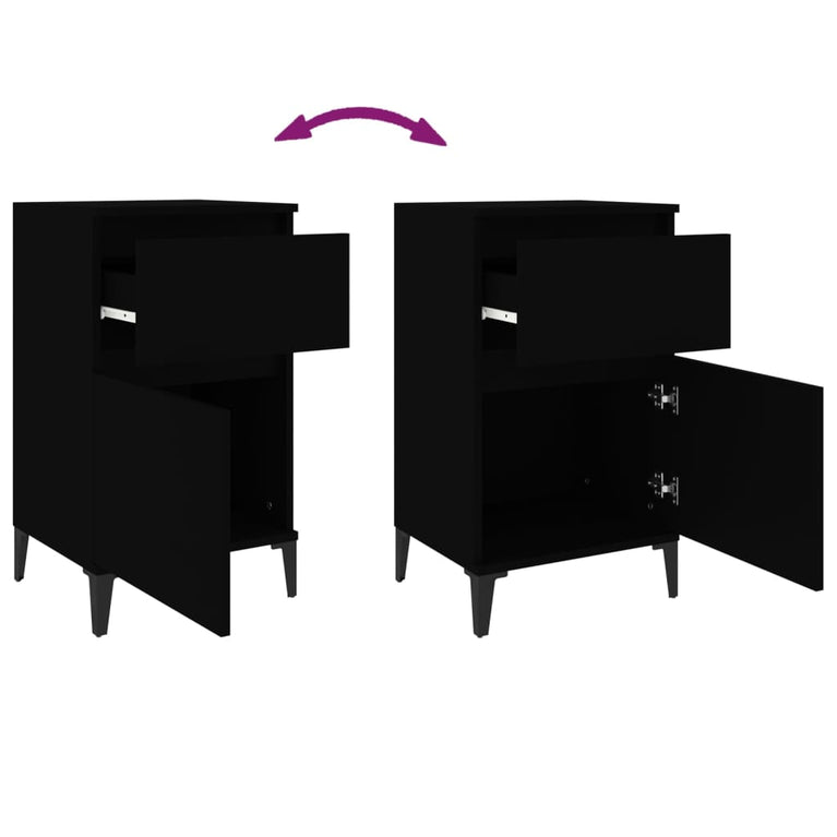 Nachtkastjes 2 st 40x35x70 cm zwart MeubelReus