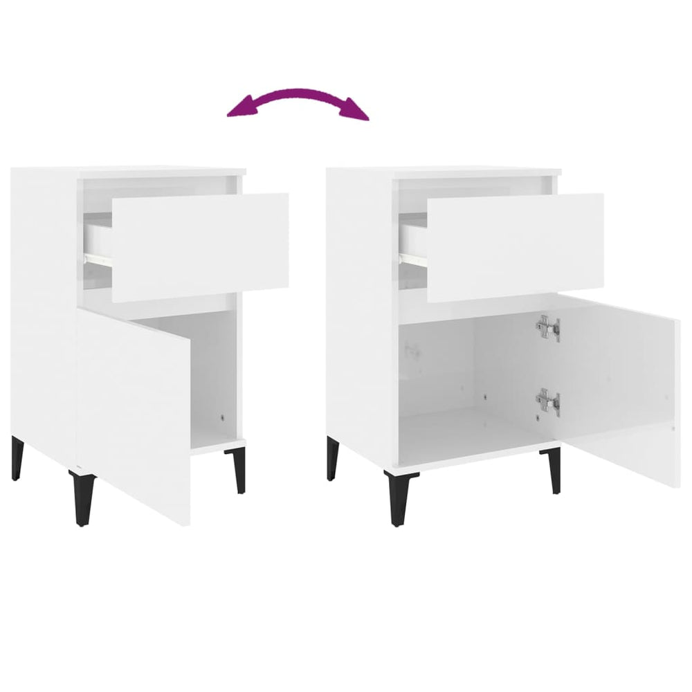 Nachtkastjes 2 st 40x35x70 cm hoogglans wit MeubelReus