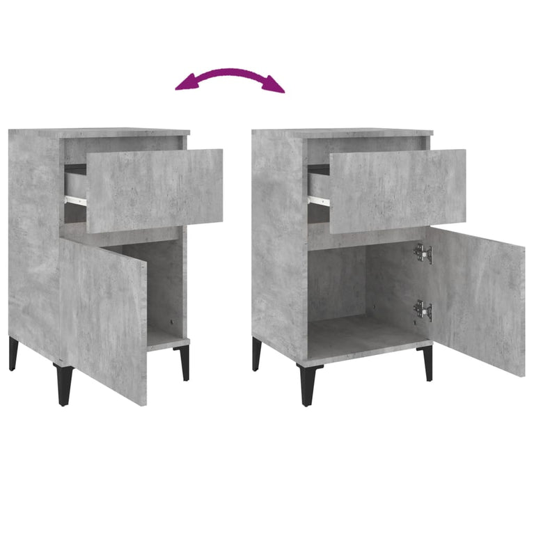 Nachtkastje 40x35x70 cm bewerkt hout betongrijs MeubelReus