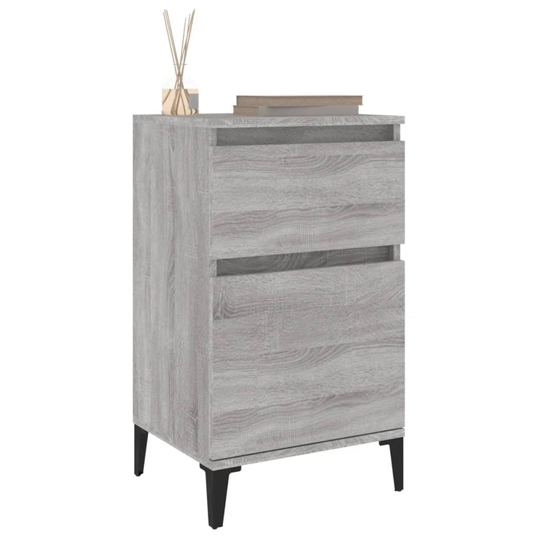 Nachtkastje 40x35x70 cm bewerkt hout grijs sonoma eikenkleurig MeubelReus