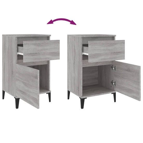 Nachtkastje 40x35x70 cm bewerkt hout grijs sonoma eikenkleurig MeubelReus