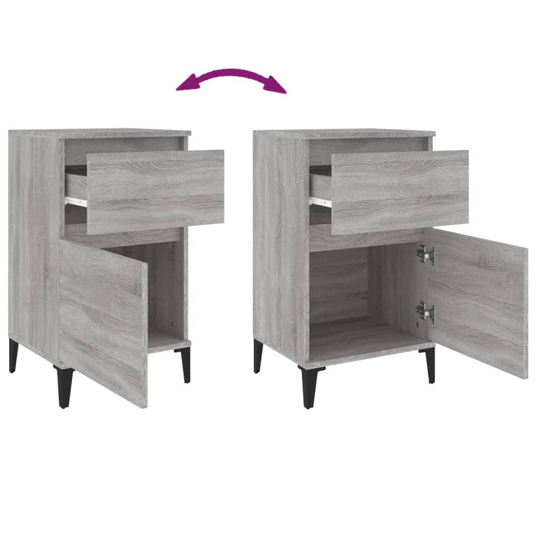 Nachtkastje 40x35x70 cm bewerkt hout grijs sonoma eikenkleurig MeubelReus