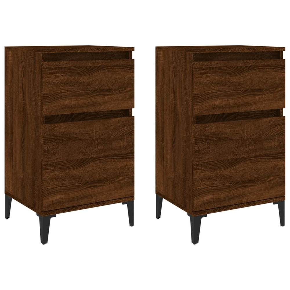 Nachtkastjes 2 st 40x35x70 cm bewerkt hout bruin eikenkleur MeubelReus