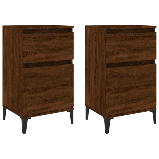 Nachtkastjes 2 st 40x35x70 cm bewerkt hout bruin eikenkleur MeubelReus