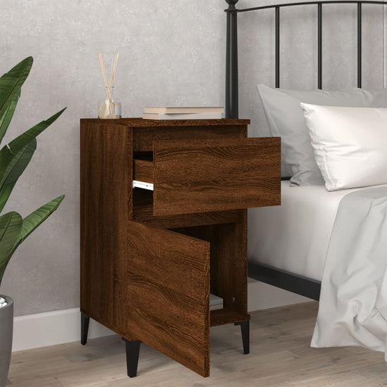Nachtkastjes 2 st 40x35x70 cm bewerkt hout bruin eikenkleur MeubelReus