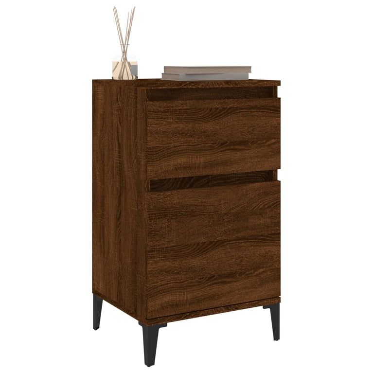 Nachtkastjes 2 st 40x35x70 cm bewerkt hout bruin eikenkleur MeubelReus