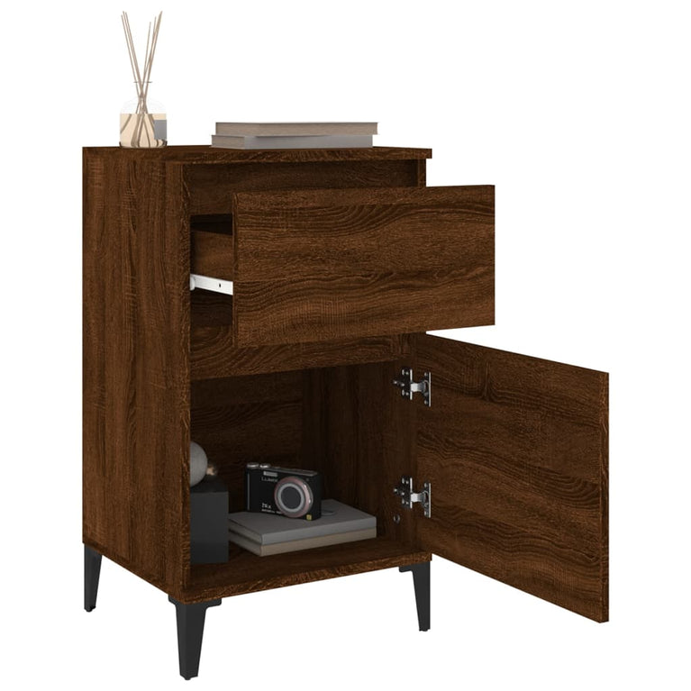 Nachtkastjes 2 st 40x35x70 cm bewerkt hout bruin eikenkleur MeubelReus