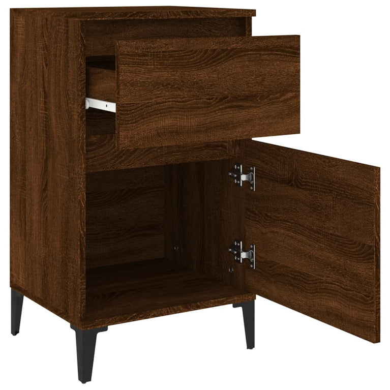 Nachtkastjes 2 st 40x35x70 cm bewerkt hout bruin eikenkleur MeubelReus