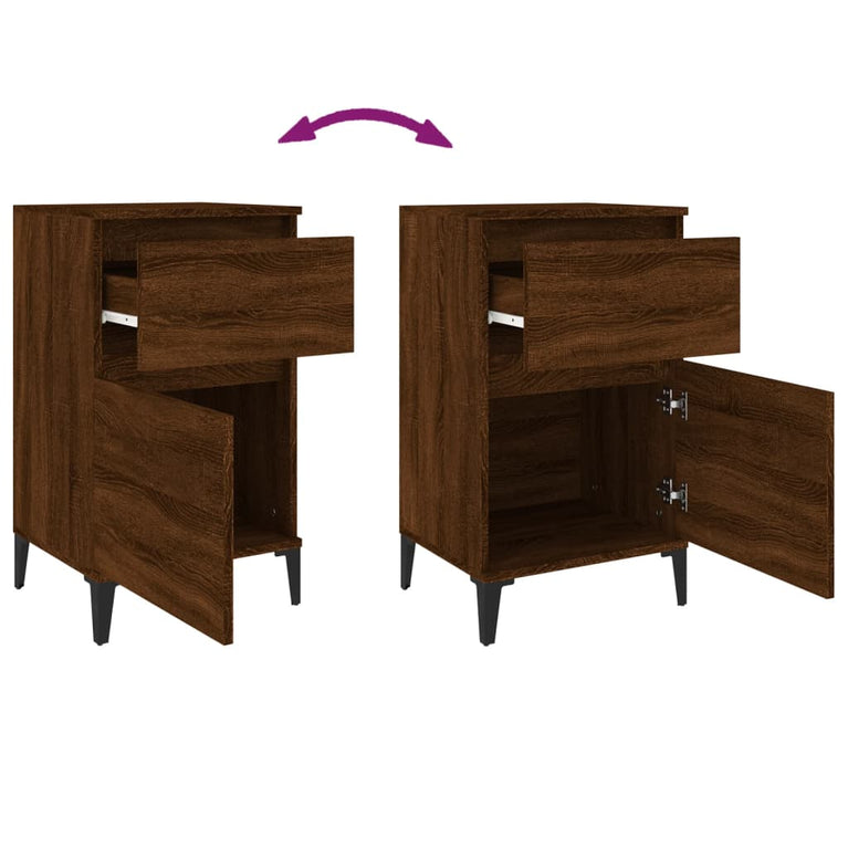 Nachtkastjes 2 st 40x35x70 cm bewerkt hout bruin eikenkleur MeubelReus