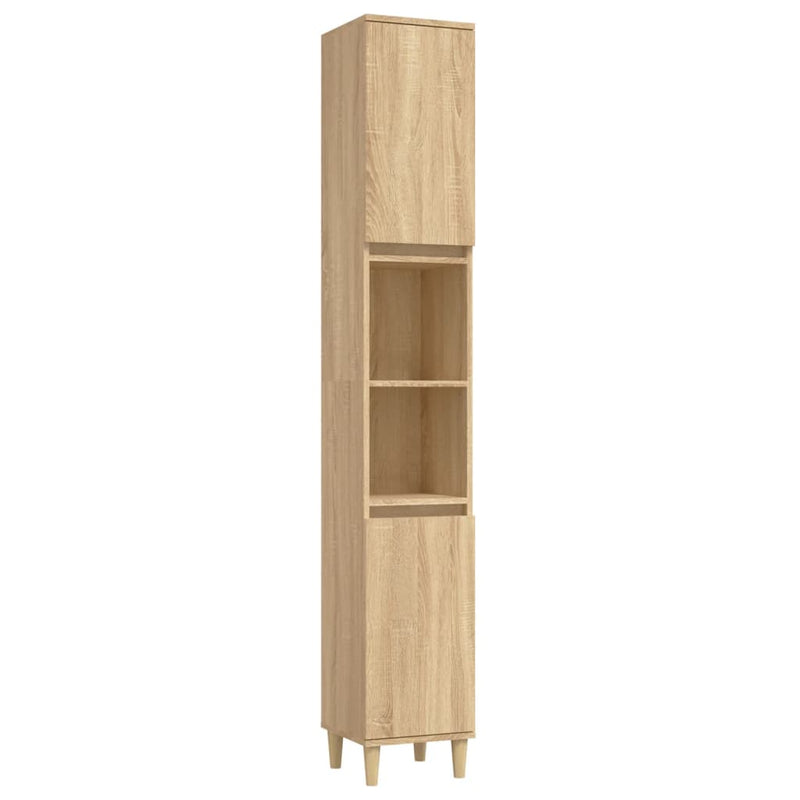 Badkamerkast 30x30x190 cm bewerkt hout sonoma eikenkleurig