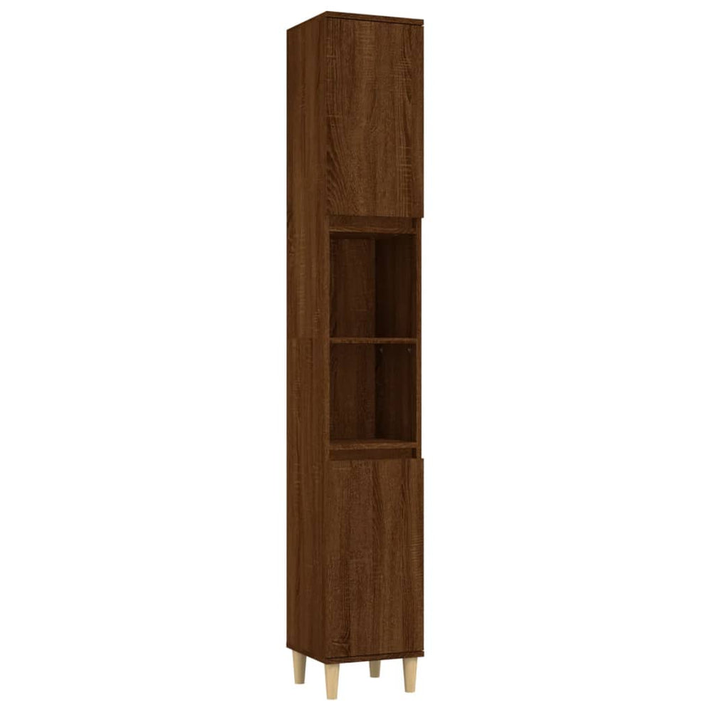 Badkamerkast 30x30x190 cm bewerkt hout bruin eikenkleur MeubelReus