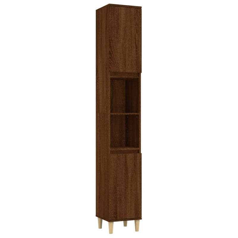 Badkamerkast 30x30x190 cm bewerkt hout bruin eikenkleur MeubelReus