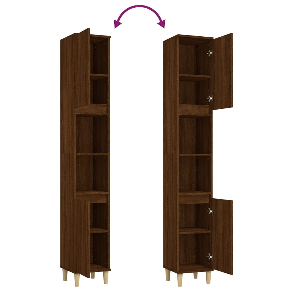 Badkamerkast 30x30x190 cm bewerkt hout bruin eikenkleur MeubelReus