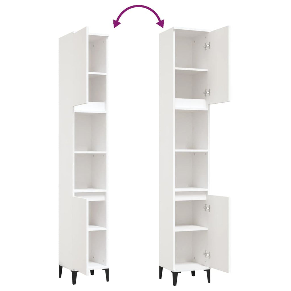 Badkamerkast 30x30x190 cm bewerkt hout wit MeubelReus