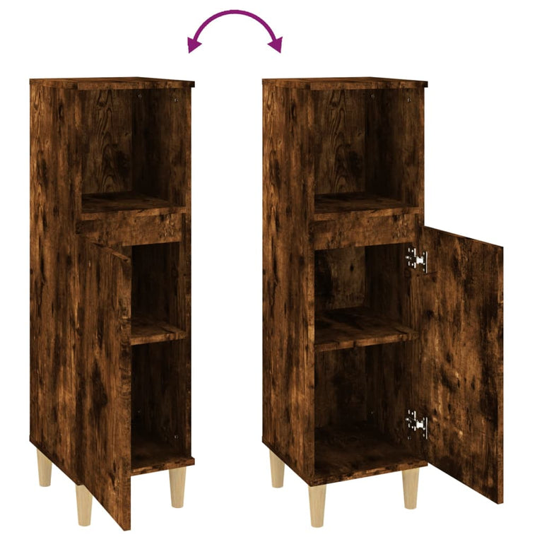 Badkamerkast 30x30x100 cm bewerkt hout gerookt eikenkleurig MeubelReus