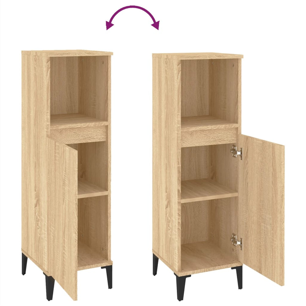 Badkamerkast 30x30x100 cm bewerkt hout sonoma eikenkleurig MeubelReus