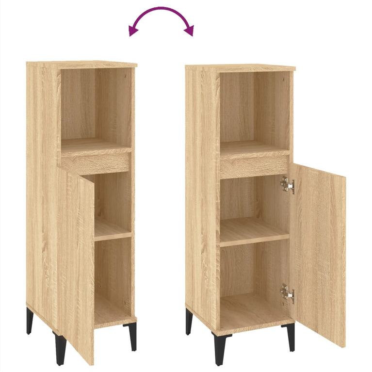 Badkamerkast 30x30x100 cm bewerkt hout sonoma eikenkleurig MeubelReus