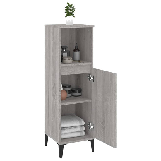 Badkamerkast 30x30x100 cm bewerkt hout grijs sonoma eikenkleur MeubelReus