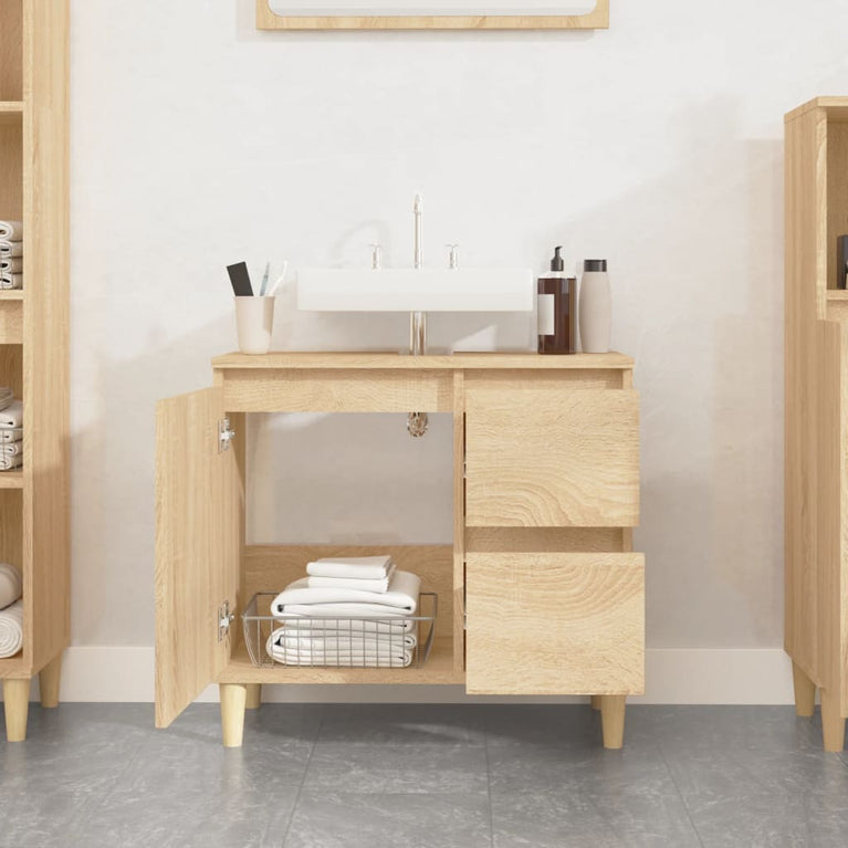 Badkamerkast 65x33x60 cm bewerkt hout sonoma eikenkleurig